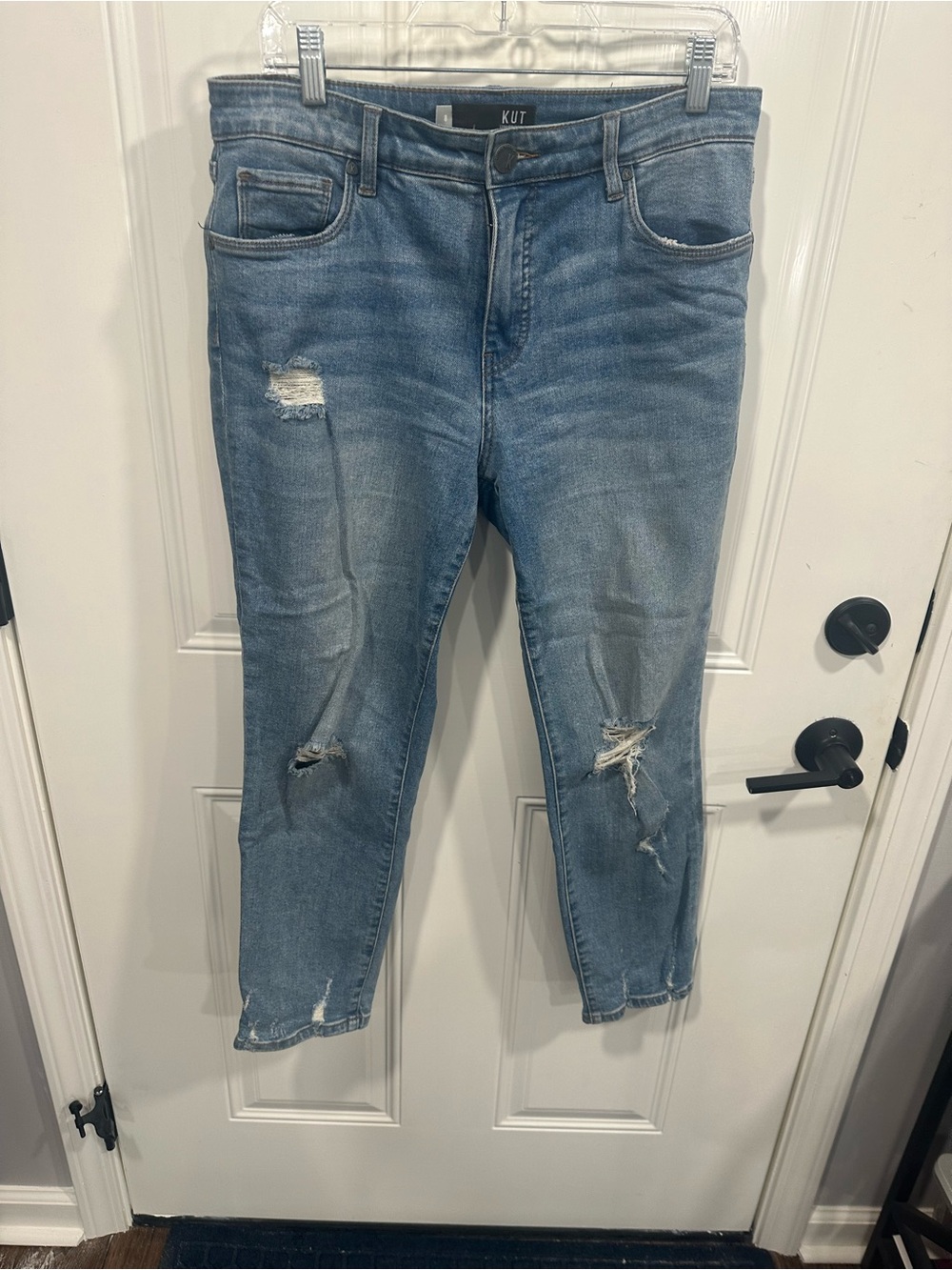 Kut from the Kloth Medium Blue Distressed Ankle Jeans